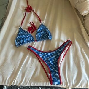 Blue gingham bikini